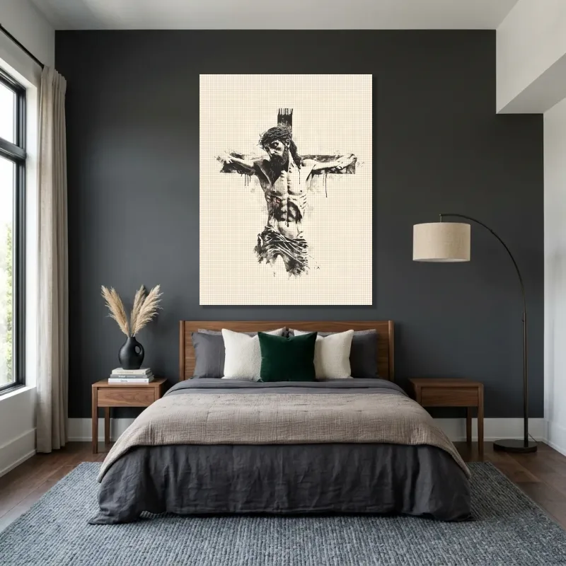 Tableau Christ sépia – Toile sur châssis