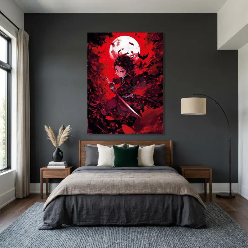 Tableau Demon Slayer guerrier lunaire – Toile sur châssis