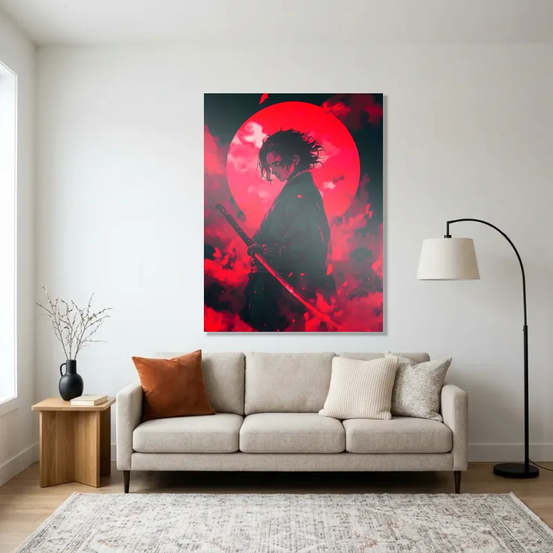Tableau Demon Slayer guerrier sombre – Aluminium Brillant