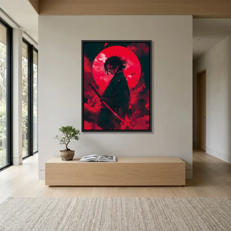 Tableau Demon Slayer guerrier sombre – Cadre Flottant