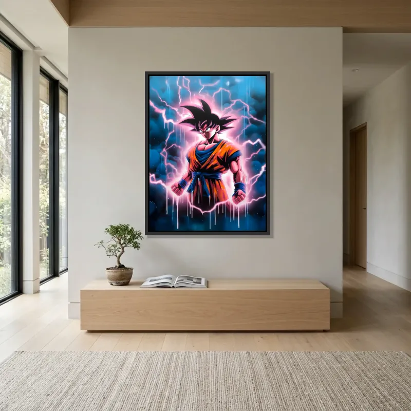 Tableau Dragon Ball Z éveil puissance – Cadre Flottant