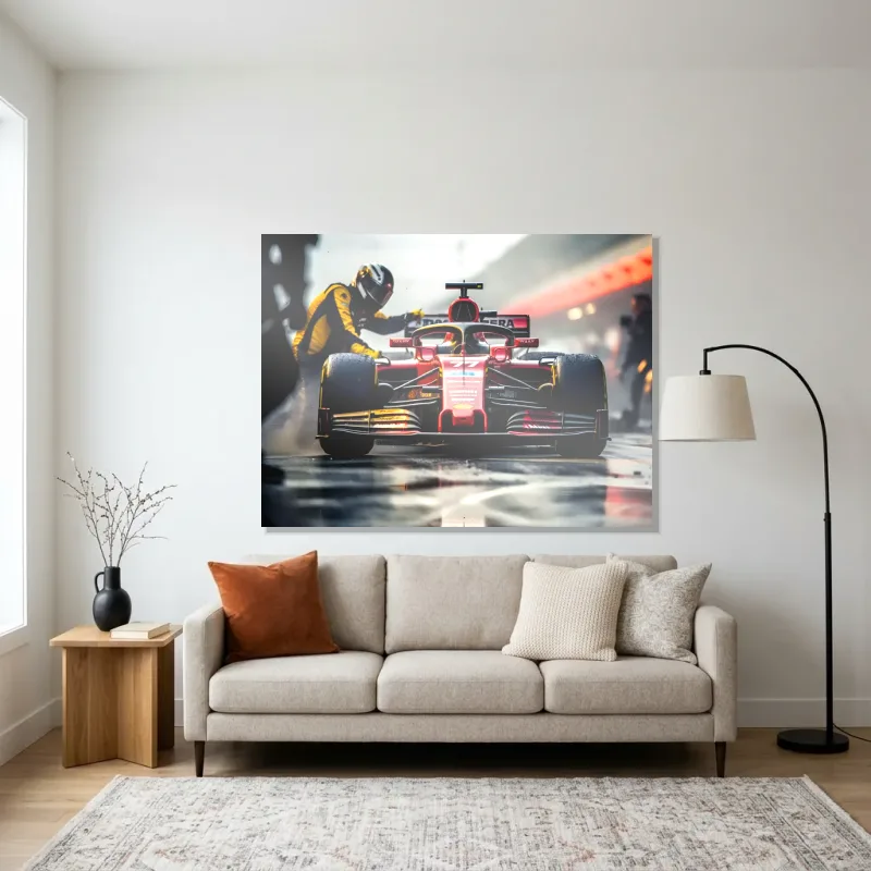 Tableau formule 1 Ferrari arrêt – Aluminium Brillant