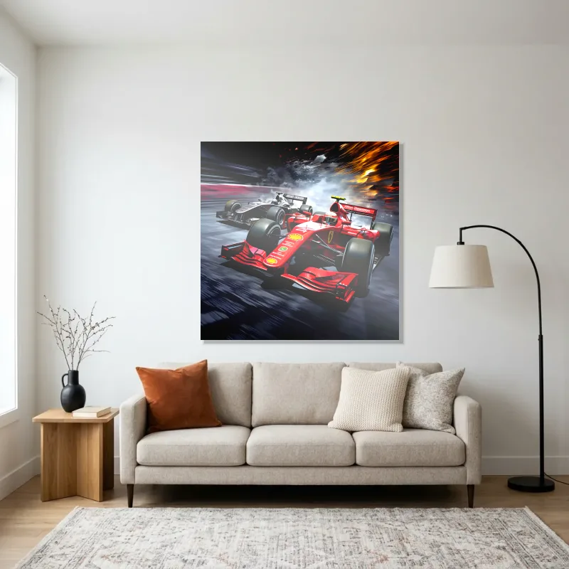 Tableau formule 1 Ferrari déco – Aluminium Brillant