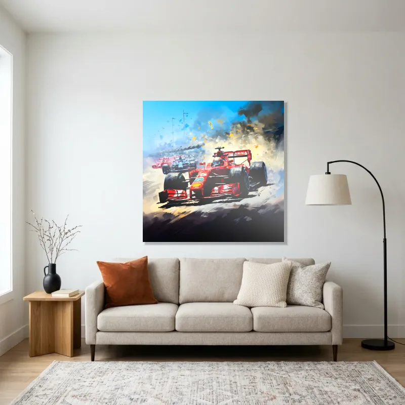 Tableau formule 1 Ferrari piste – Aluminium Brillant