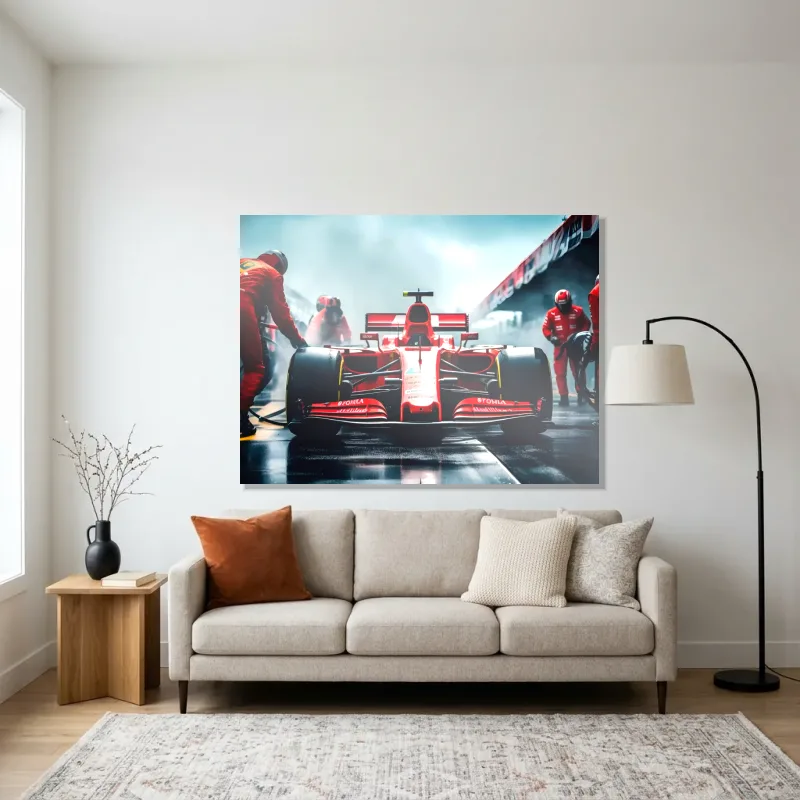 Tableau formule 1 Ferrari stand – Aluminium Brillant