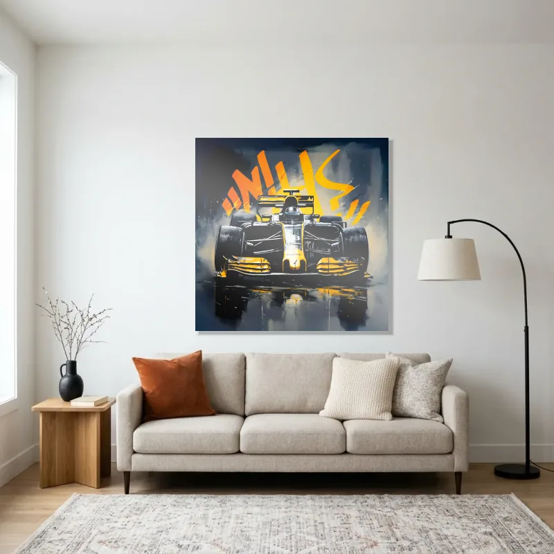 Tableau formule 1 jaune – Aluminium Brillant