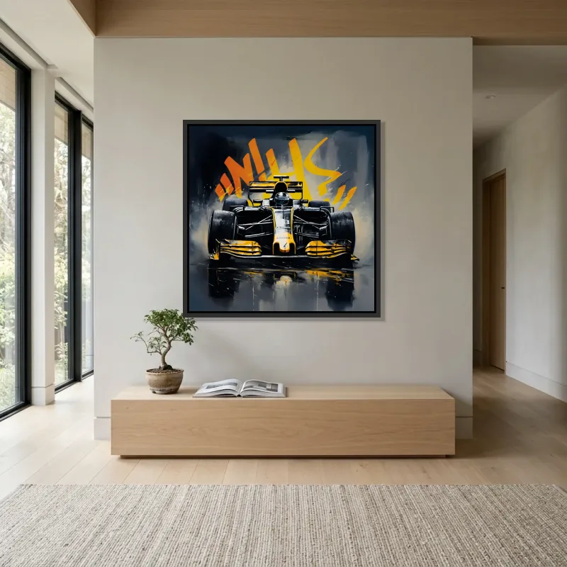 Tableau formule 1 jaune – Cadre Flottant