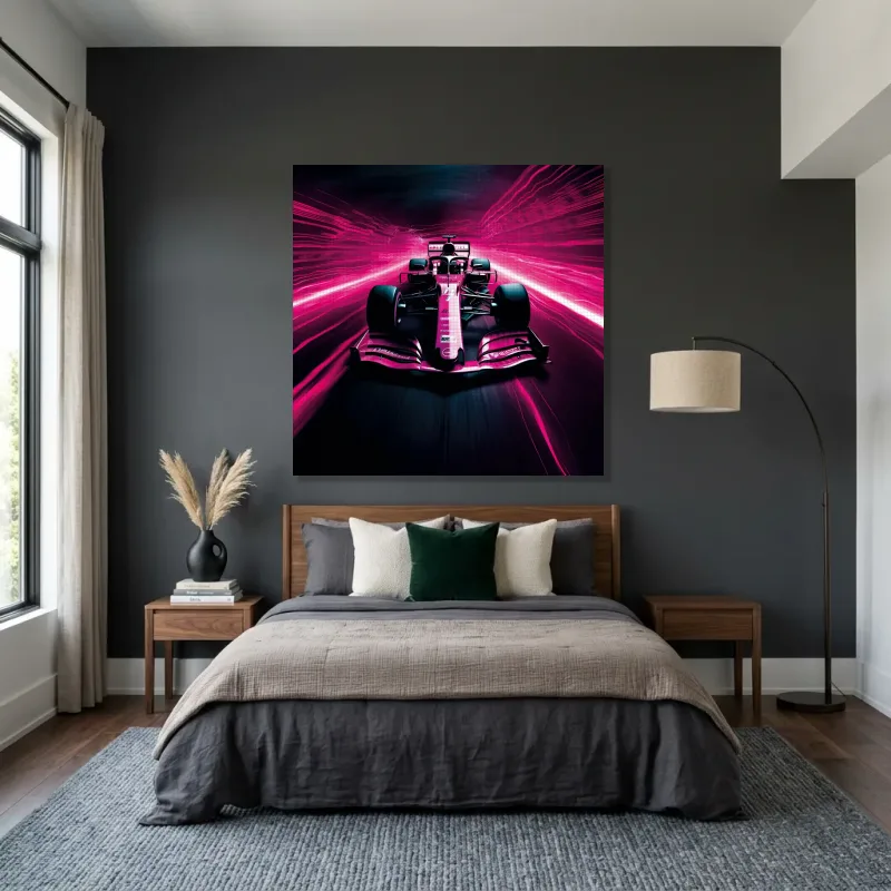Tableau formule 1 lignes roses – Toile sur châssis