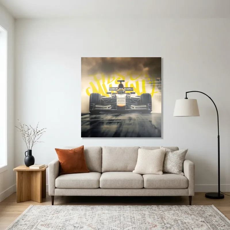 Tableau formule 1 monoplace jaune – Aluminium Brillant