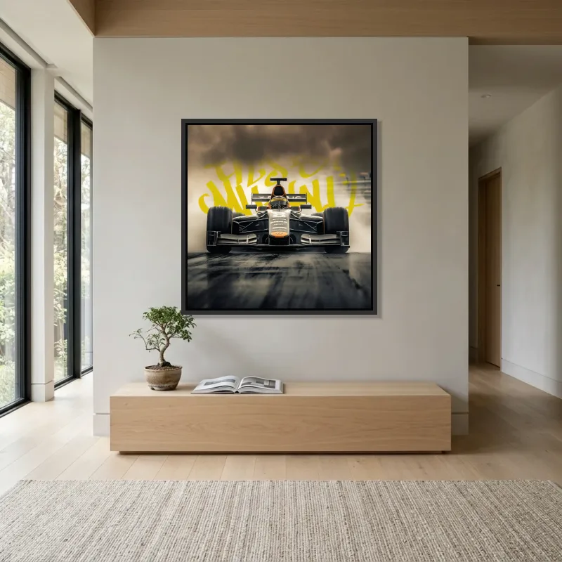 Tableau formule 1 monoplace jaune – Cadre Flottant