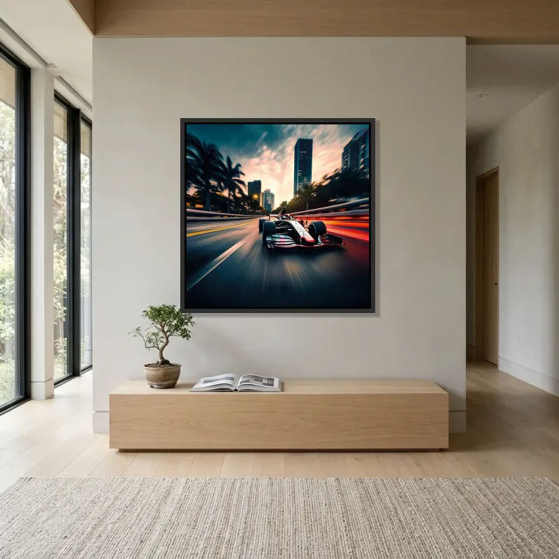 Tableau formule 1 nocturne ville – Cadre Flottant