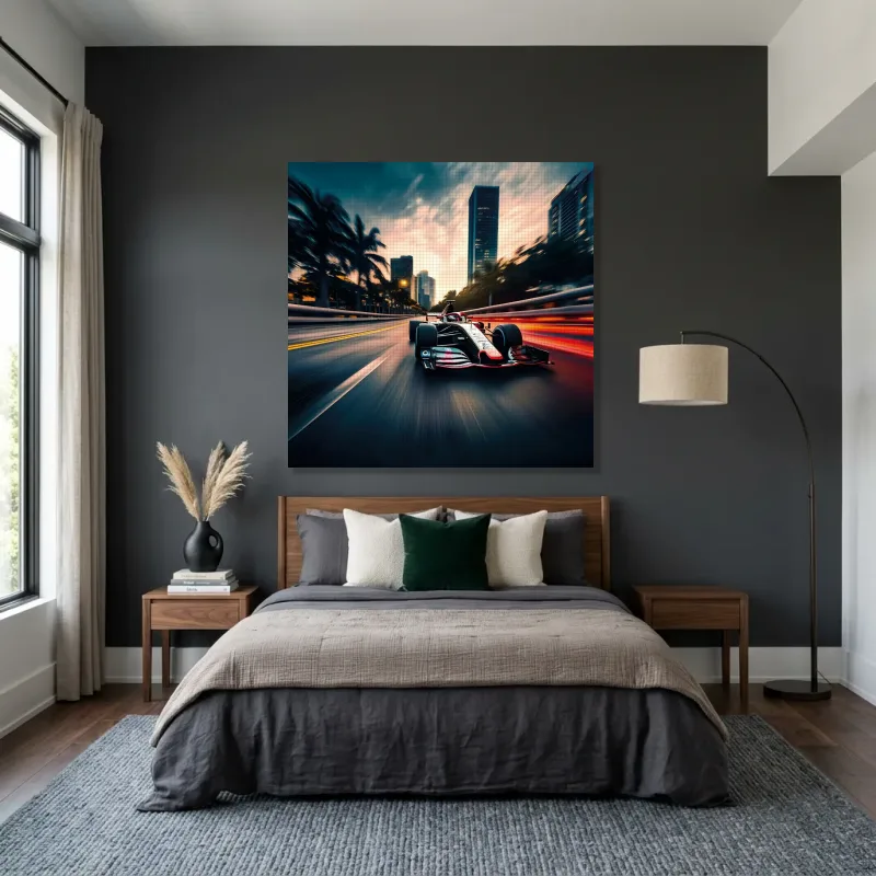 Tableau formule 1 nocturne ville – Toile sur châssis