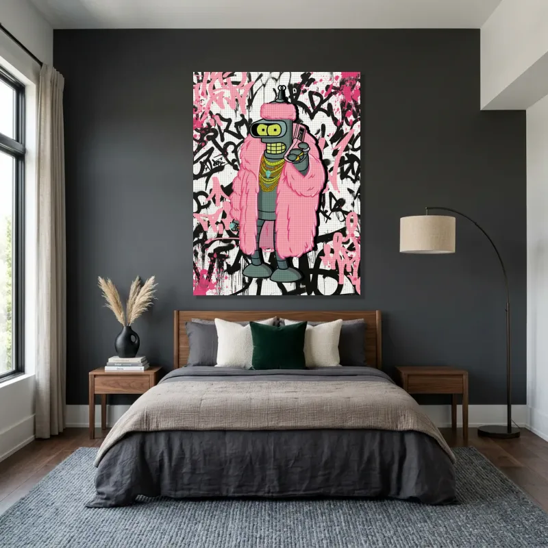 Tableau Futurama Bender street art – Toile sur châssis