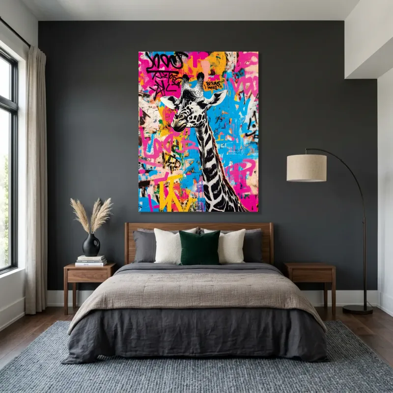 Tableau girafe pop art – Toile sur châssis