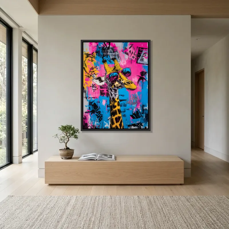 Tableau girafe style pop – Cadre Flottant