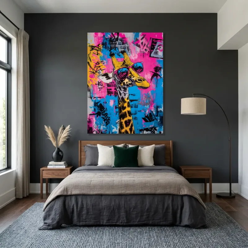 Tableau girafe style pop – Toile sur châssis