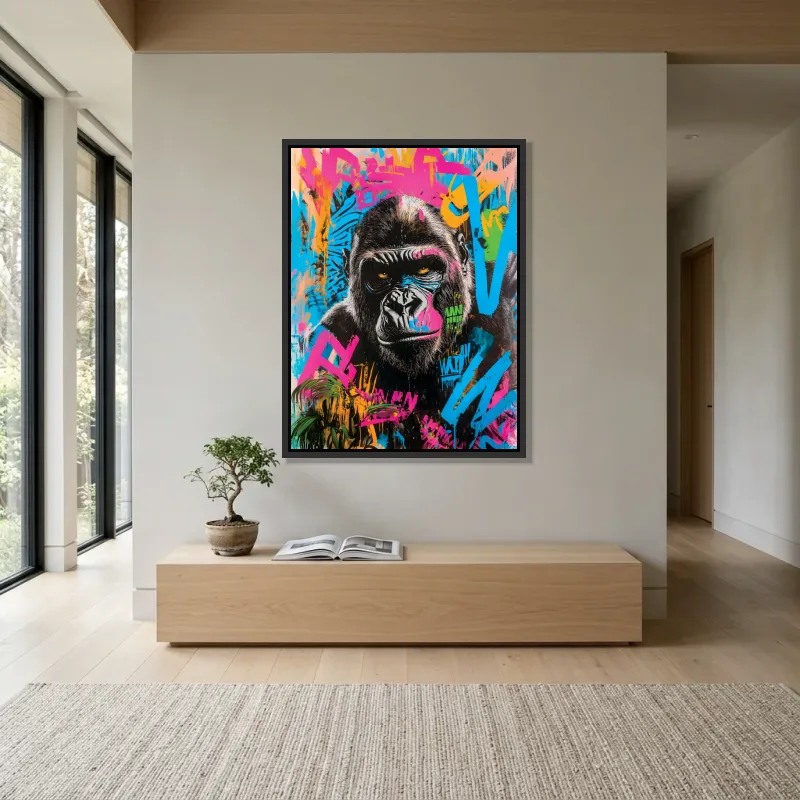 Tableau gorille artiste – Cadre Flottant