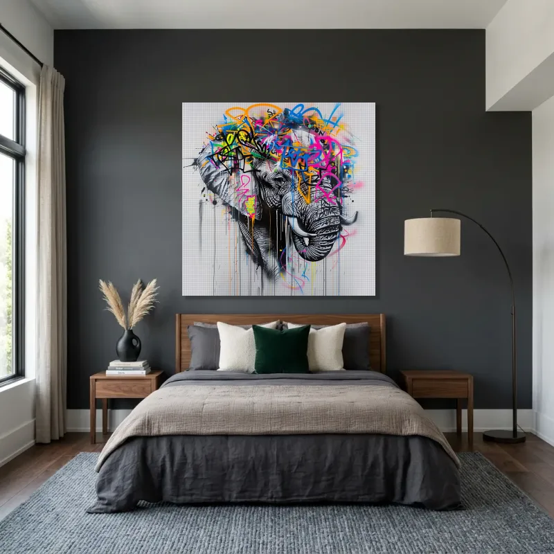 Tableau graffiti éléphant graff – Toile sur châssis
