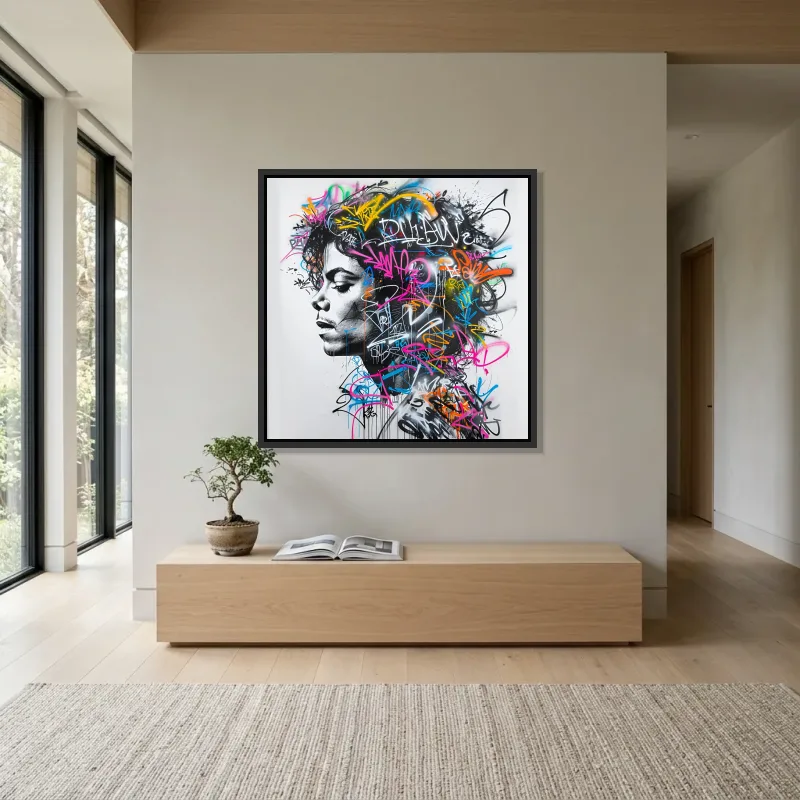 Tableau graffiti pensées de Jackson – Cadre Flottant