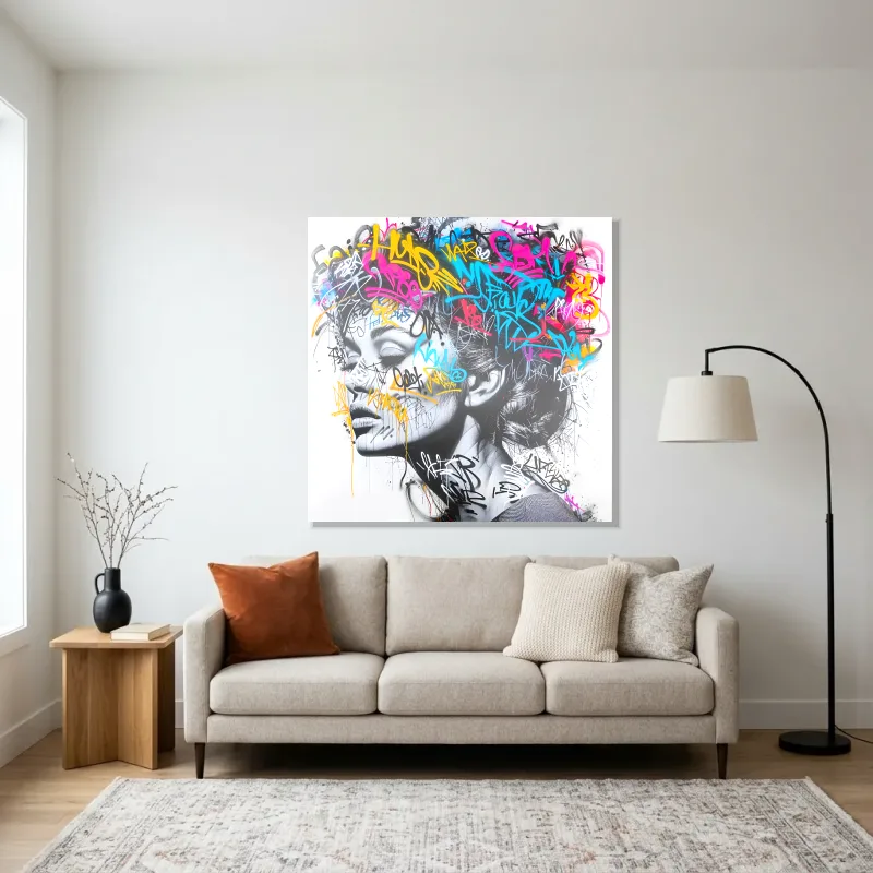 Tableau graffiti rêverie de Luna – Aluminium Brillant