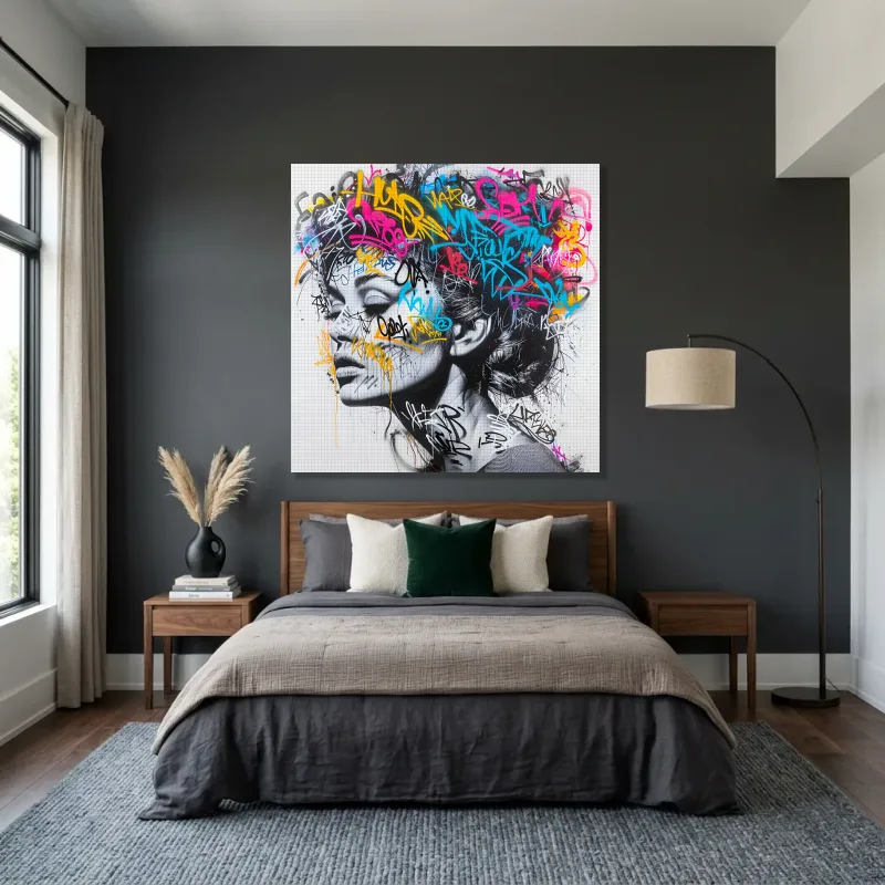 Tableau graffiti rêverie de Luna – Toile sur châssis