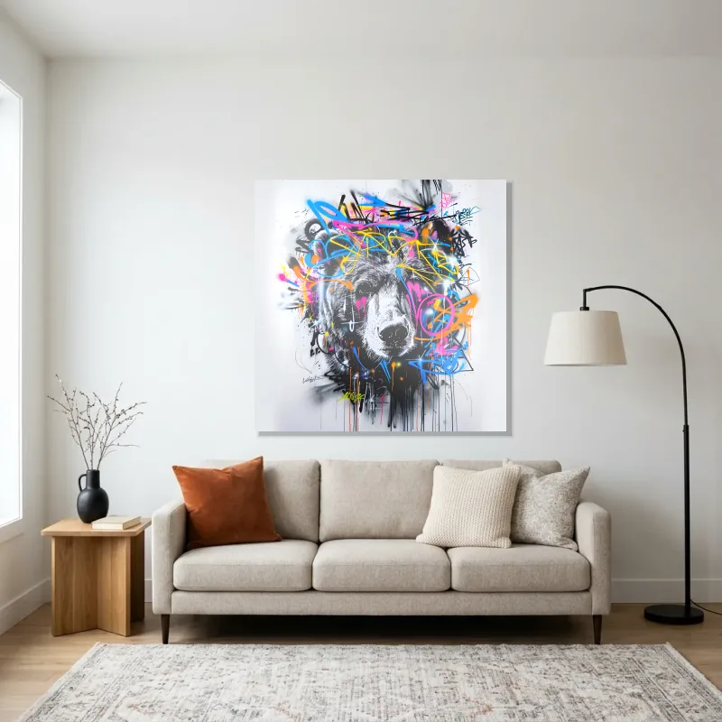 Tableau graffiti rugissement urbain – Aluminium Brillant
