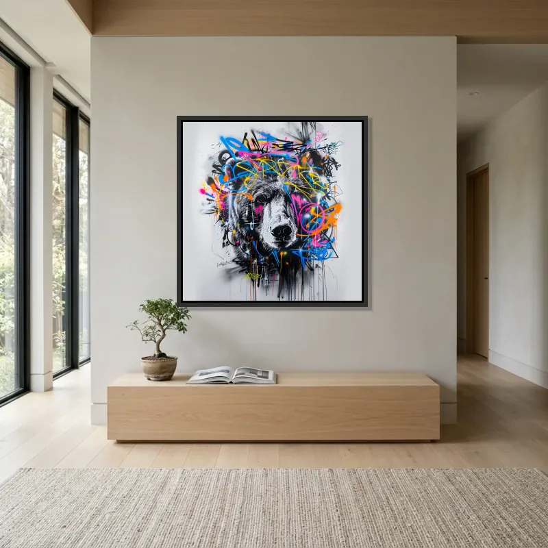Tableau graffiti rugissement urbain – Cadre Flottant
