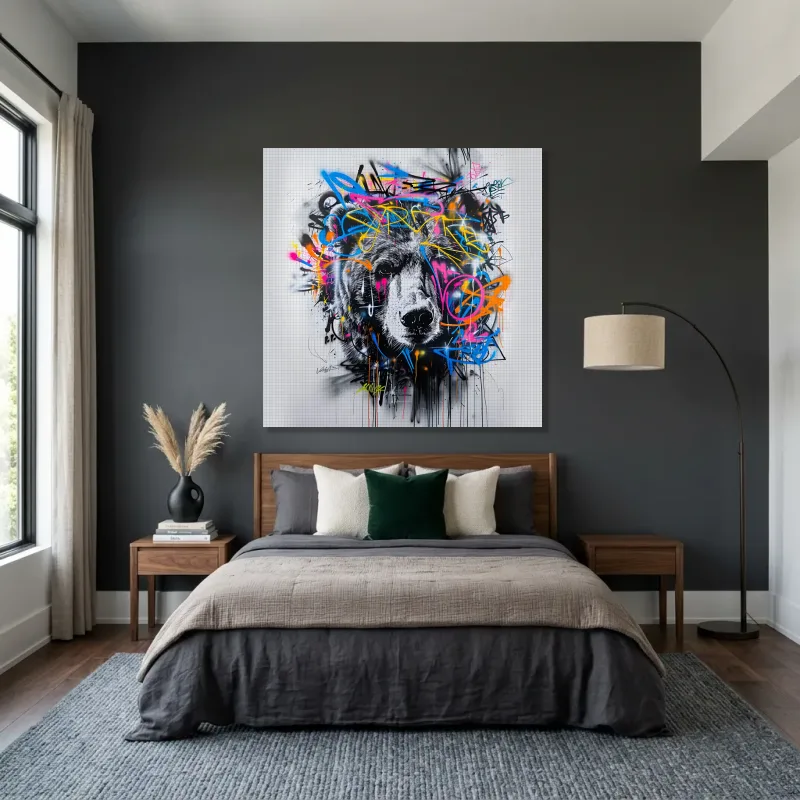 Tableau graffiti rugissement urbain – Toile sur châssis