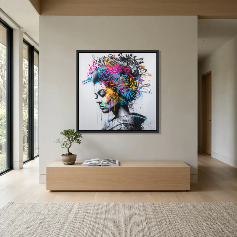Tableau graffiti silhouette d'Eva – Cadre Flottant