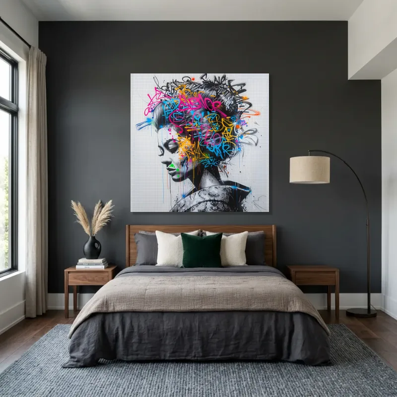 Tableau graffiti silhouette d'Eva – Toile sur châssis