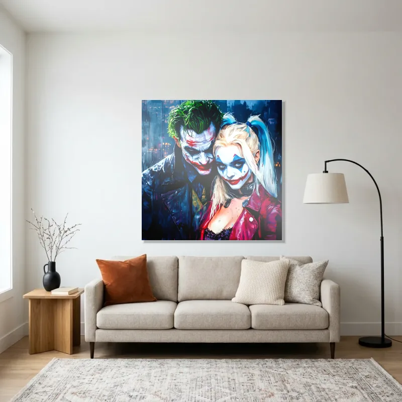 Tableau Harley Quinn complices décoration – Aluminium Brillant