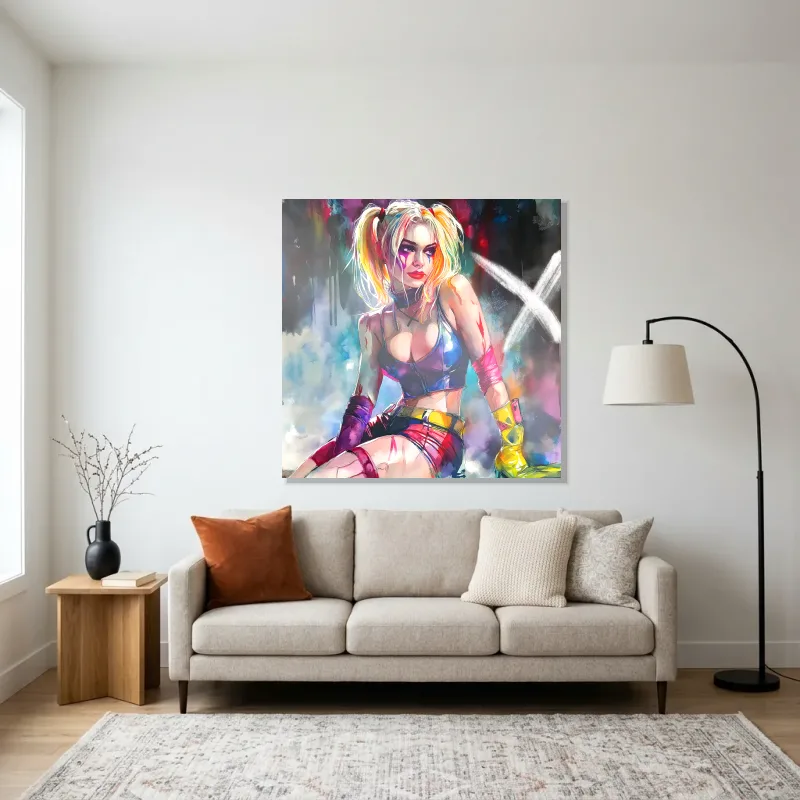 Tableau Harley Quinn explosion – Aluminium Brillant