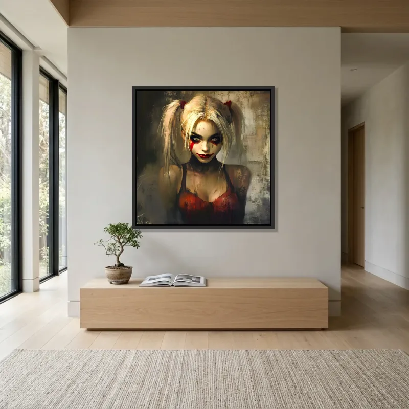 Tableau Harley Quinn regard sombre – Cadre Flottant