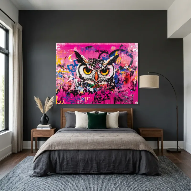 Tableau hibou graffiti – Toile sur châssis