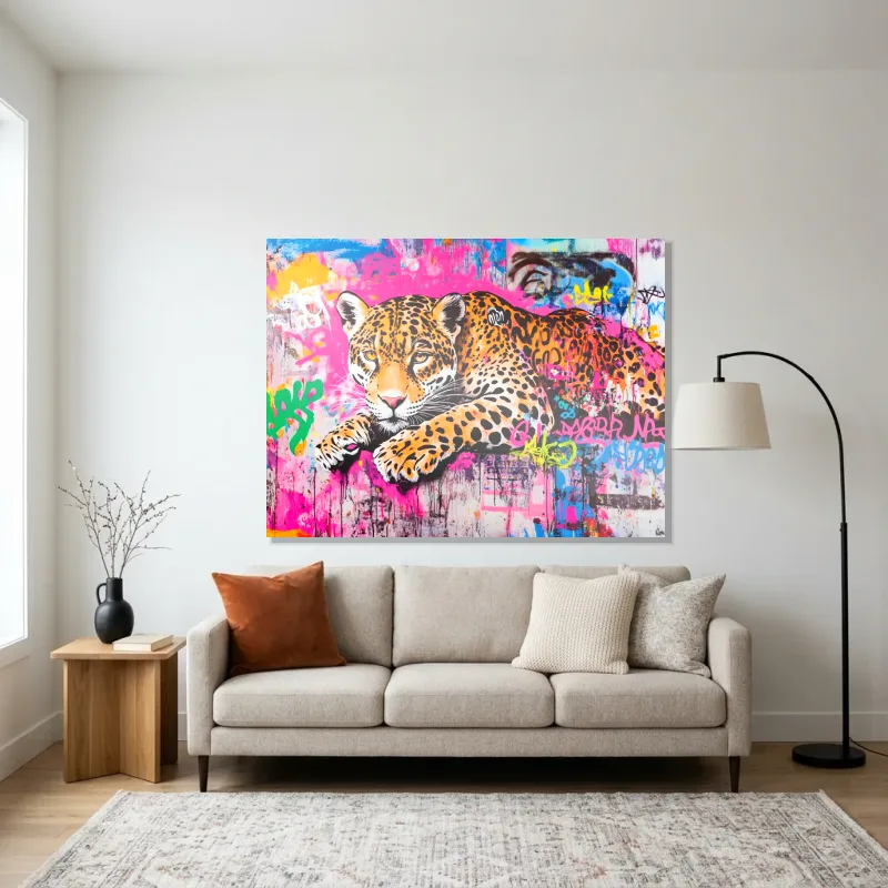 Tableau léopard au repos – Aluminium Brillant