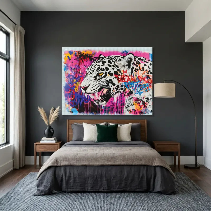 Tableau léopard graffiti – Toile sur châssis
