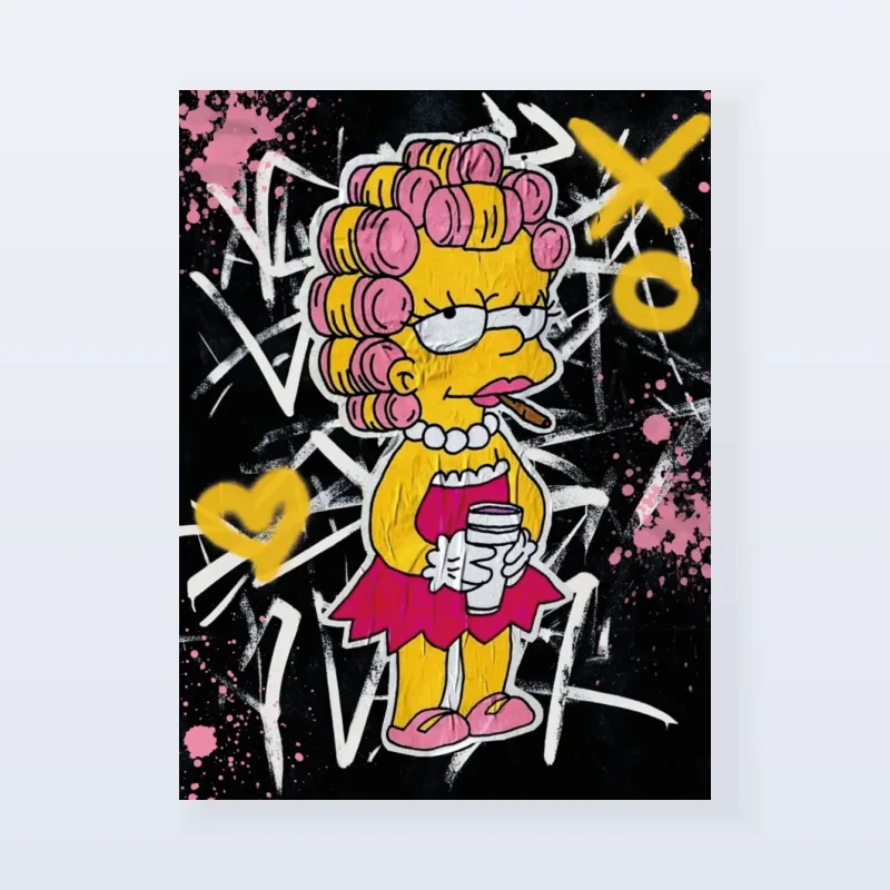 Tableau Lisa Simpson pop graffiti