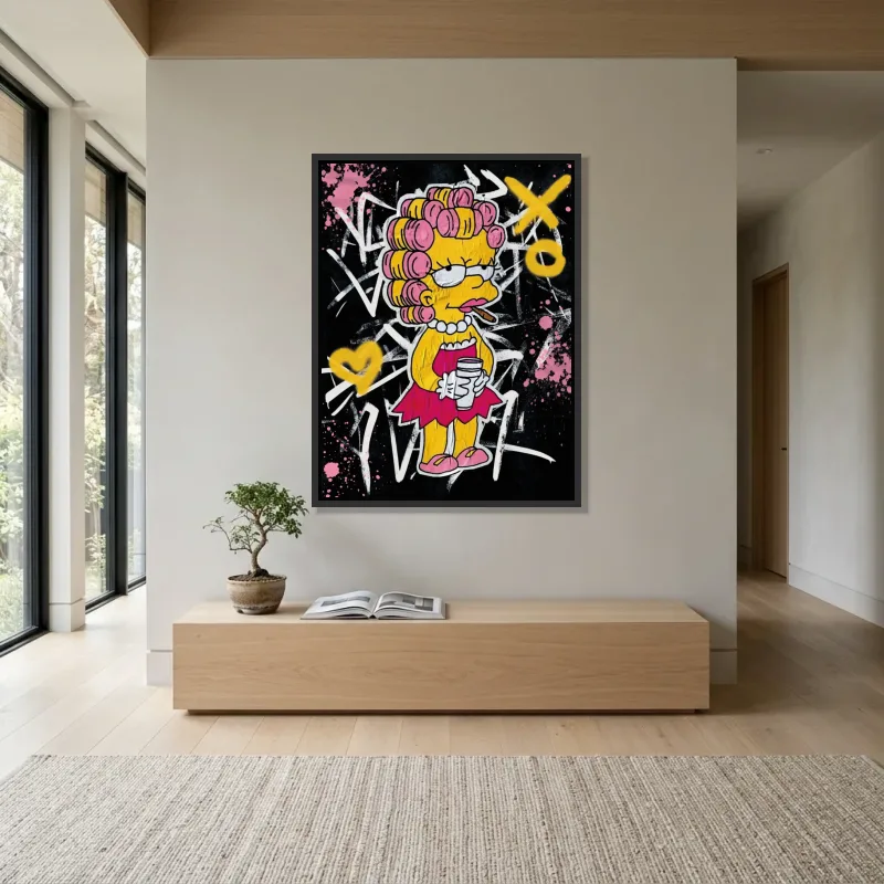 Tableau Lisa Simpson pop graffiti – Cadre Flottant