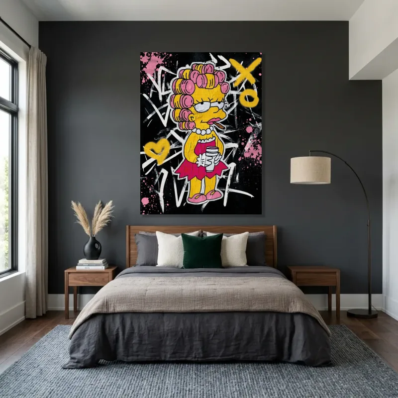 Tableau Lisa Simpson pop graffiti – Toile sur châssis
