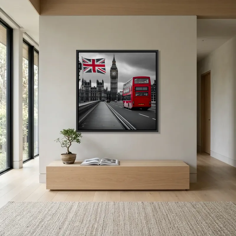 Tableau Londres bus rouge Big Ben – Cadre Flottant