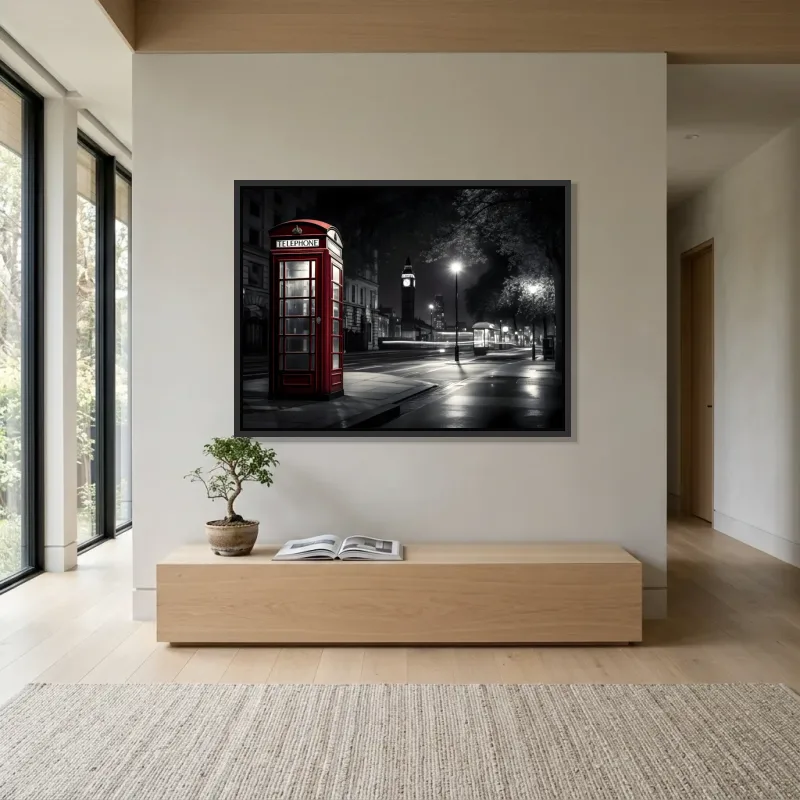 Tableau Londres cabine nuit – Cadre Flottant