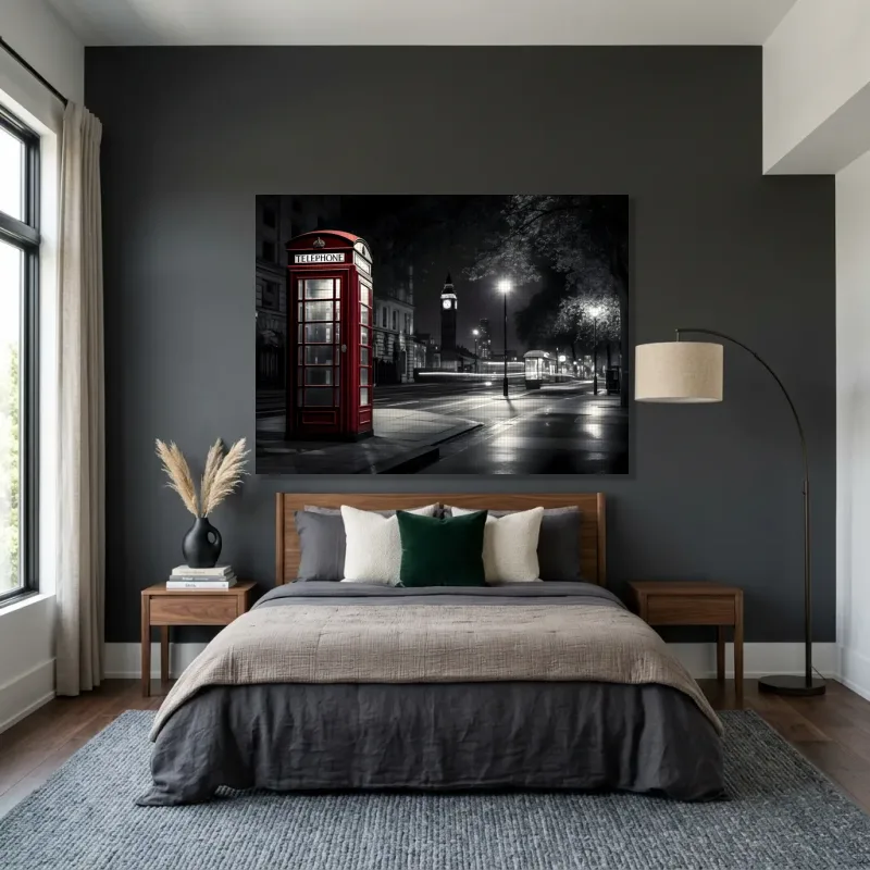 Tableau Londres cabine nuit – Toile sur châssis