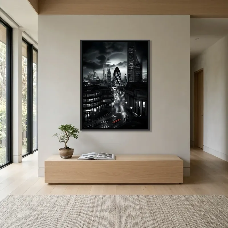 Tableau Londres cityscape nuit – Cadre Flottant