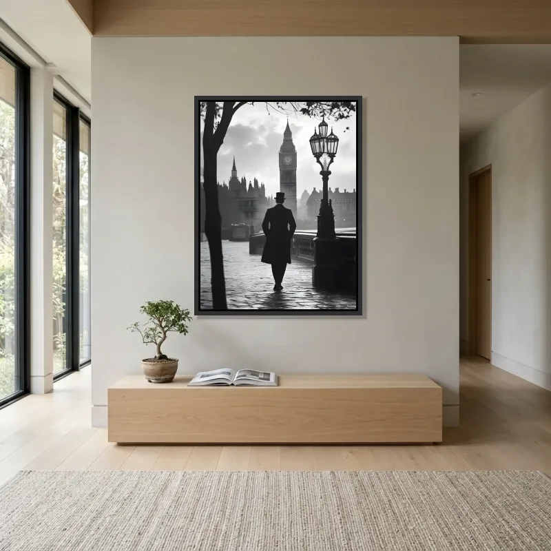 Tableau Londres promenade Westminster – Cadre Flottant
