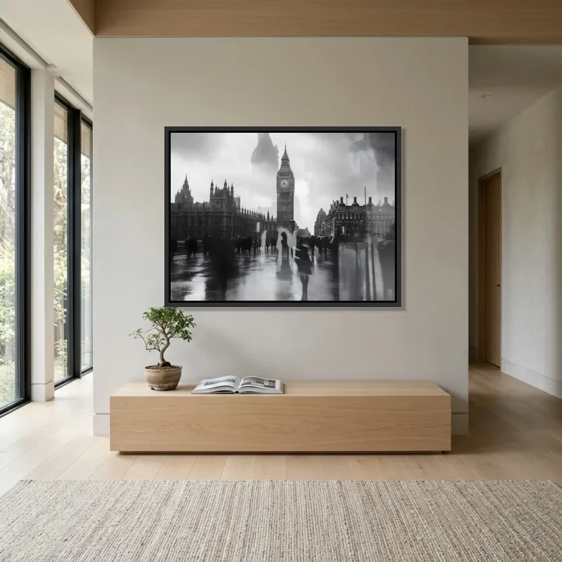 Tableau Londres reflets Westminster – Cadre Flottant