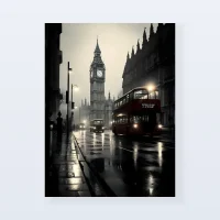 Tableau Londres rue pluie Ben