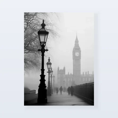 Tableau Londres Westminster brouillard