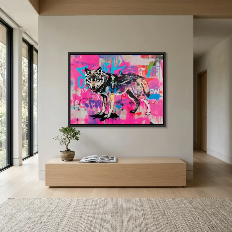 Tableau loup urbain – Cadre Flottant