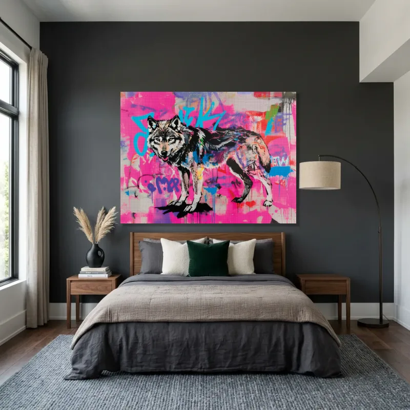 Tableau loup urbain – Toile sur châssis