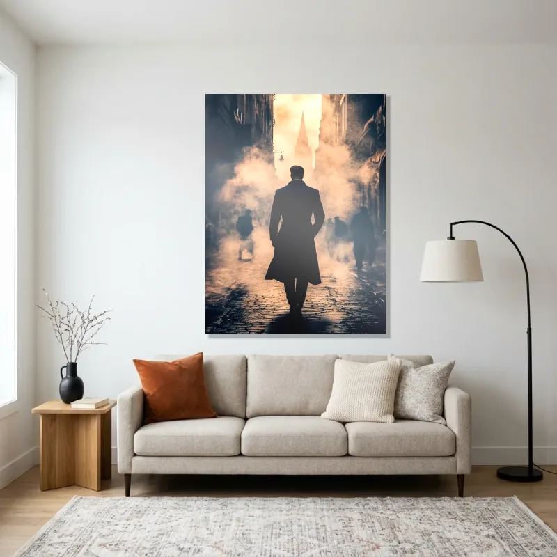 Tableau mafia marcheur solitaire – Aluminium Brillant